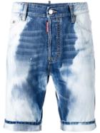 Dsquared2 Heavily Bleached Denim Shorts - Blue
