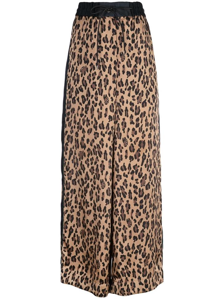 Sacai Leopard Print Palazzo Pants - Brown
