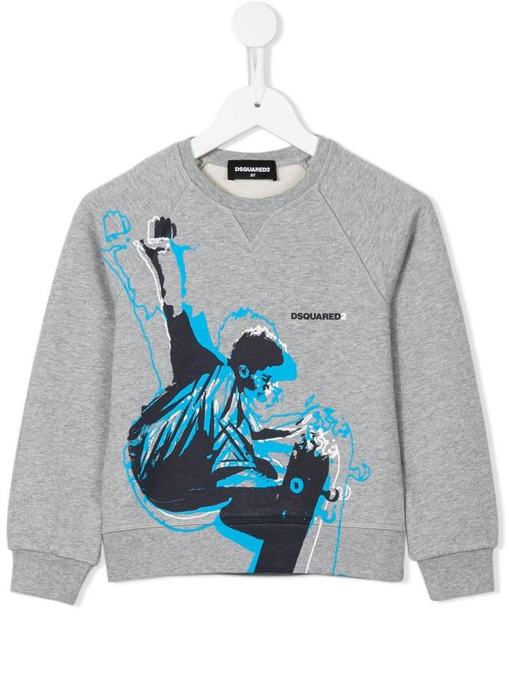 Dsquared2 Kids Skater Print Sweatshirt, Toddler Boy's, Size: 4 Yrs, Grey