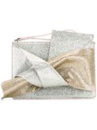 No21 Knotted Glitter Clutch, Women's, Grey, Leather/pvc