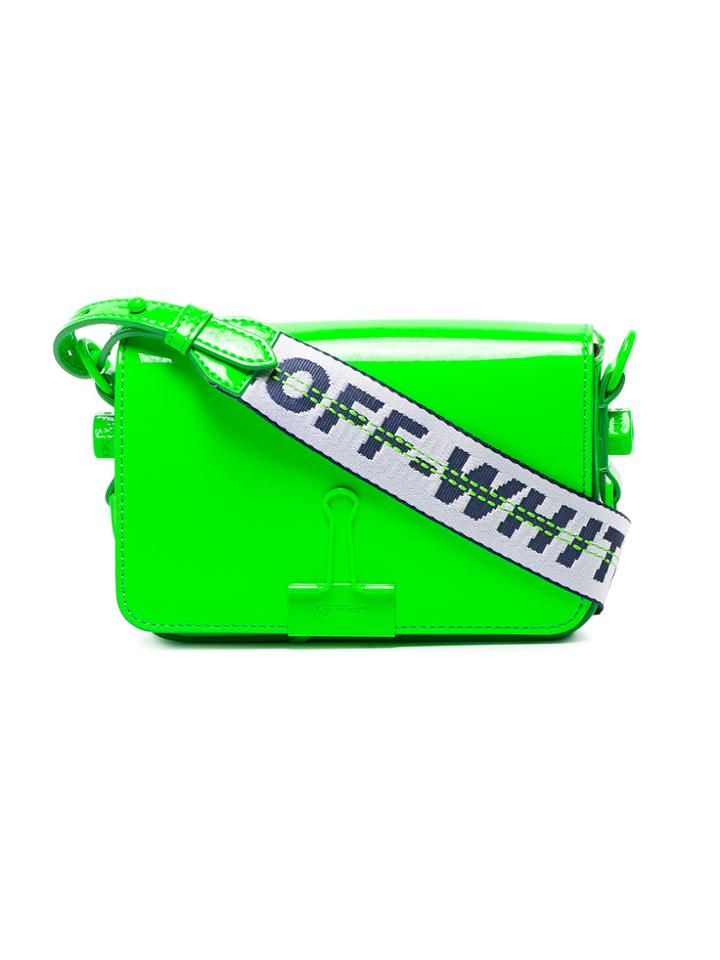 Off-white Mini Binder Clip Cross-body Bag - Green