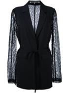 Mcq Alexander Mcqueen Lace Sleeve Blazer, Women's, Size: 40, Black, Polyamide/polyester