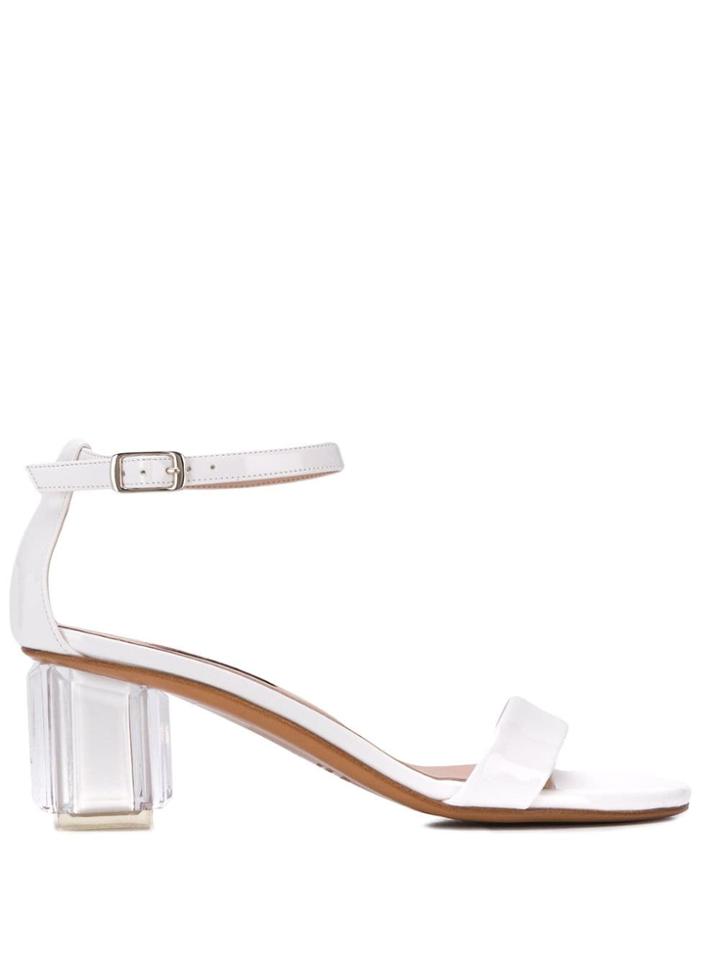 Albano Geometric Heel Sandals - White