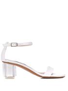 Albano Geometric Heel Sandals - White