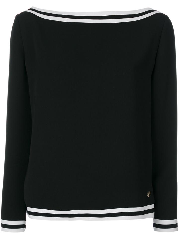 Versace Collection - Striped Detail Longsleeved Blouse - Women - Polyester - 46, Black, Polyester