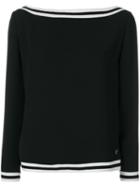 Versace Collection - Striped Detail Longsleeved Blouse - Women - Polyester - 46, Black, Polyester