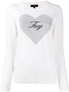 Fay Heart Print Knitted Jumper - White