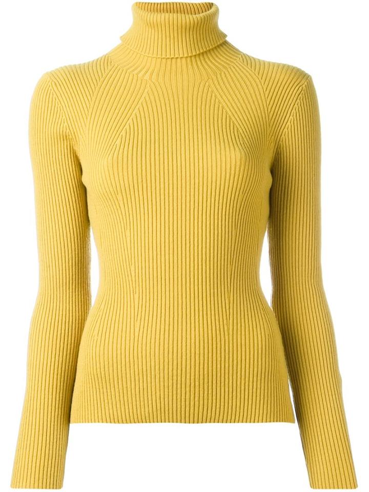 3.1 Phillip Lim Ribbed Roll Neck Jumper, Women's, Size: Small, Yellow/orange, Spandex/elastane/wool