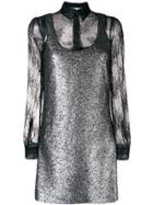 Boutique Moschino Lace-embroidered Mini Dress - Metallic