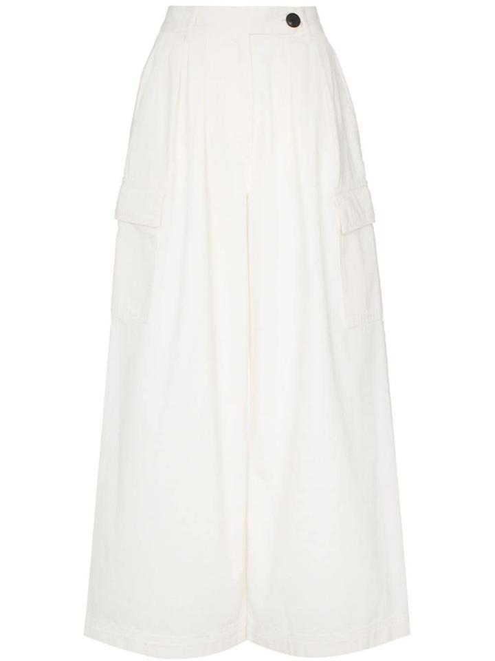 Sjyp Utility Pocket Wide-legged Cropped Jeans - White