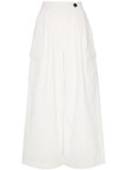 Sjyp Utility Pocket Wide-legged Cropped Jeans - White
