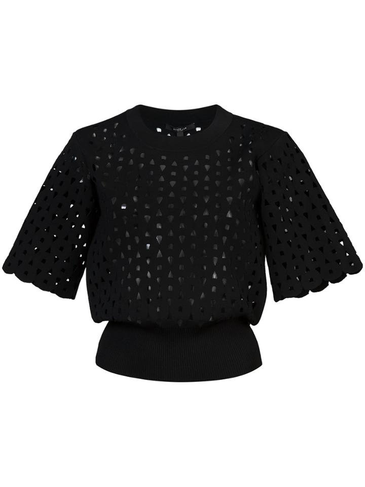 Derek Lam Cropped Short Sleeve Top - Black