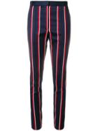 Rokh Striped Skinny-fit Trousers - Blue