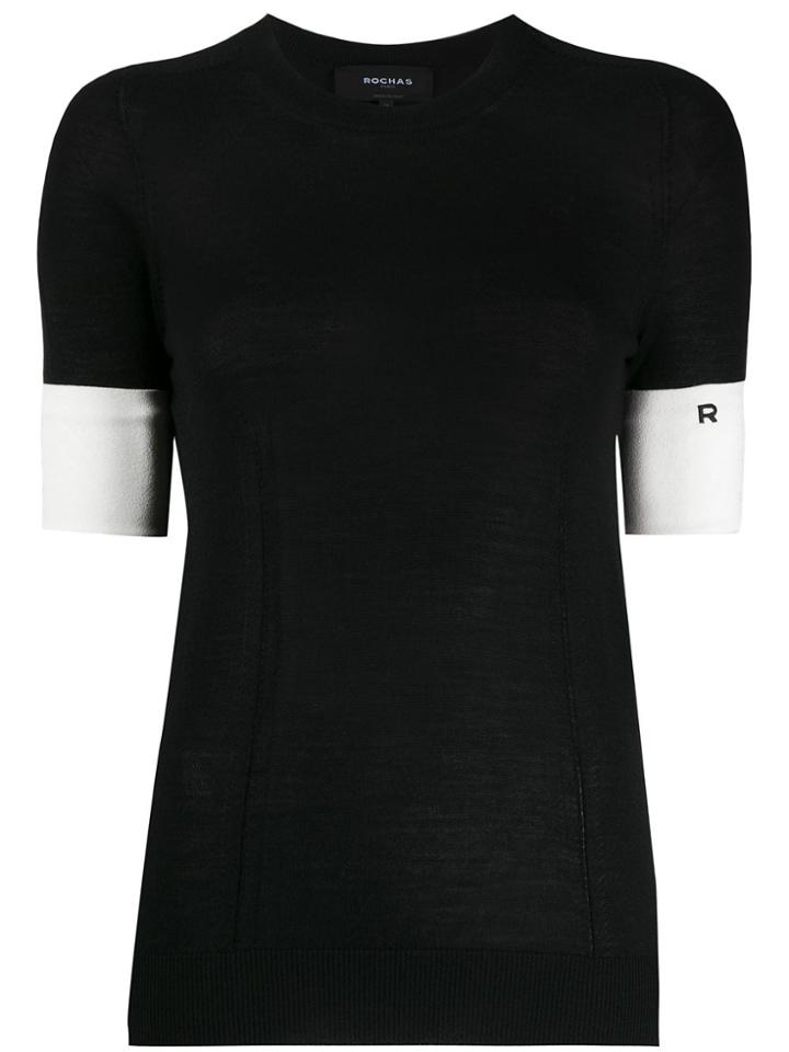 Rochas Knitted Contrasting Cuff Top - Black