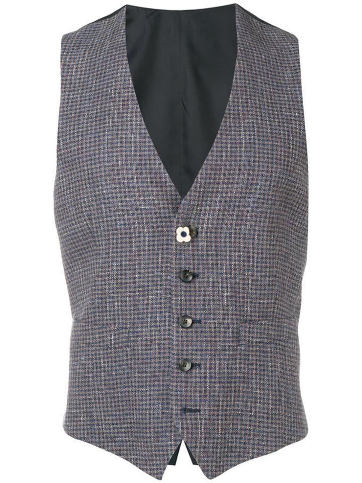 Lardini Checked Vest - Blue