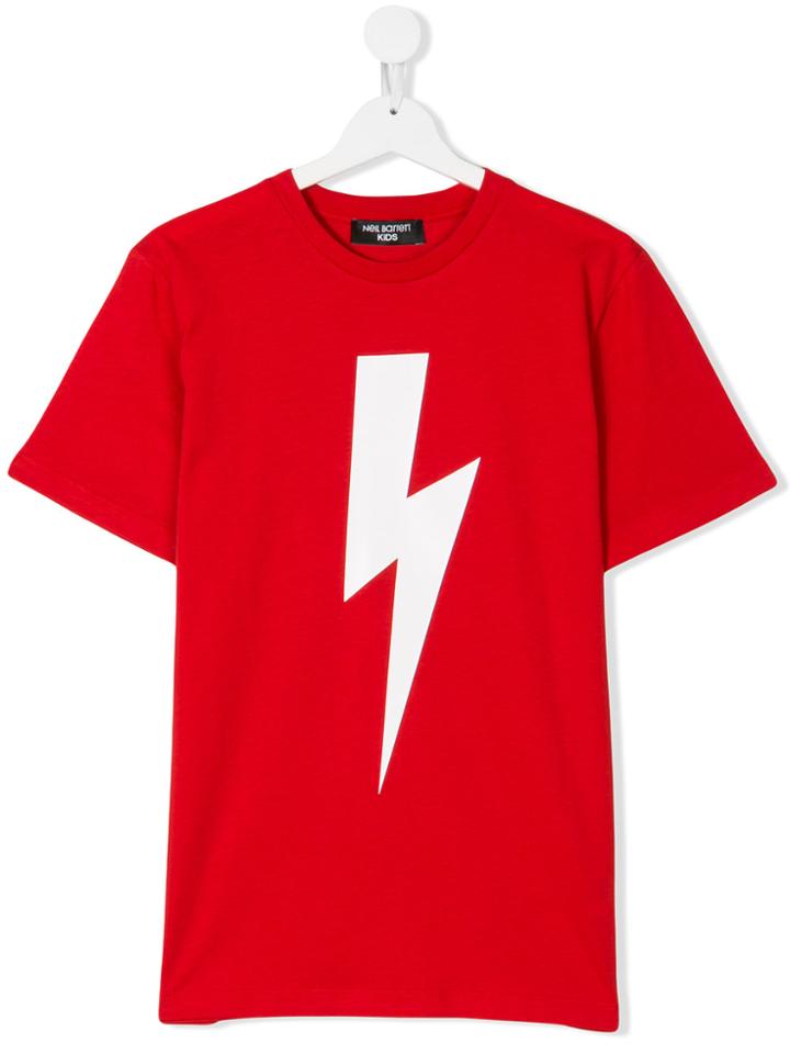 Neil Barrett Kids Lightening Bolt T-shirt - Red