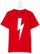 Neil Barrett Kids Lightening Bolt T-shirt - Red