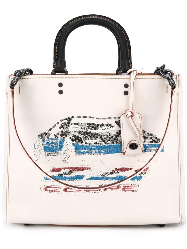 Coach Sequins Embellished Tote, Women's, White, Leather