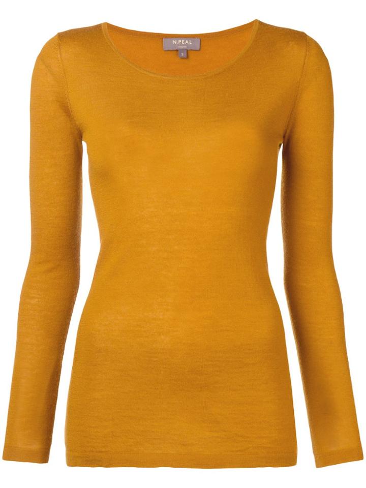 N.peal Superfine Round Neck Top - Yellow & Orange