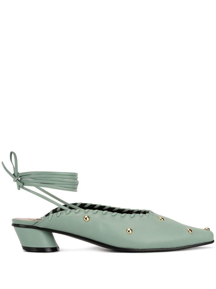 Reike Nen Turnover Dot Mules - Green