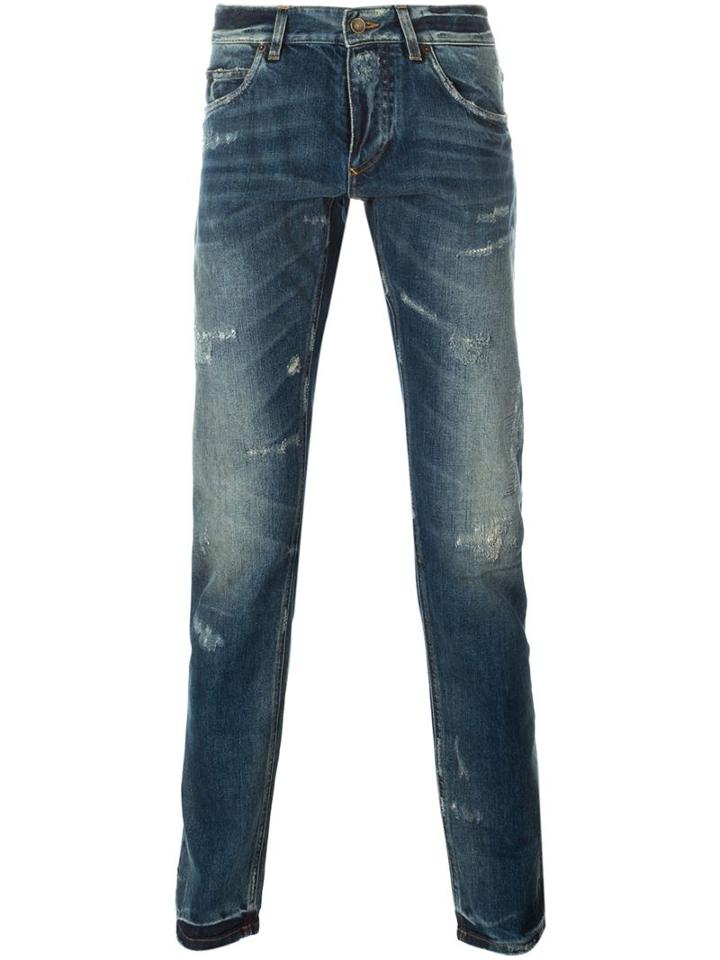 Dolce & Gabbana Distressed Jeans, Men's, Size: 46, Blue, Cotton