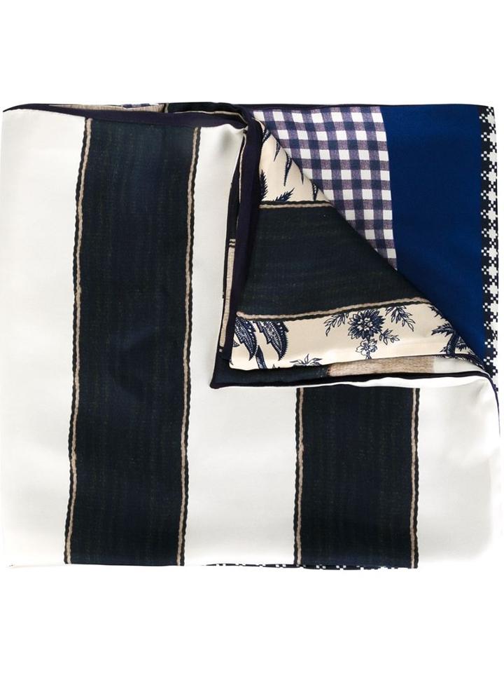 Pierre-louis Mascia Mixed-print Scarf, Women's, Blue, Silk/cotton