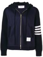 Thom Browne Ribbed Knit Hooded Jacket - Blue