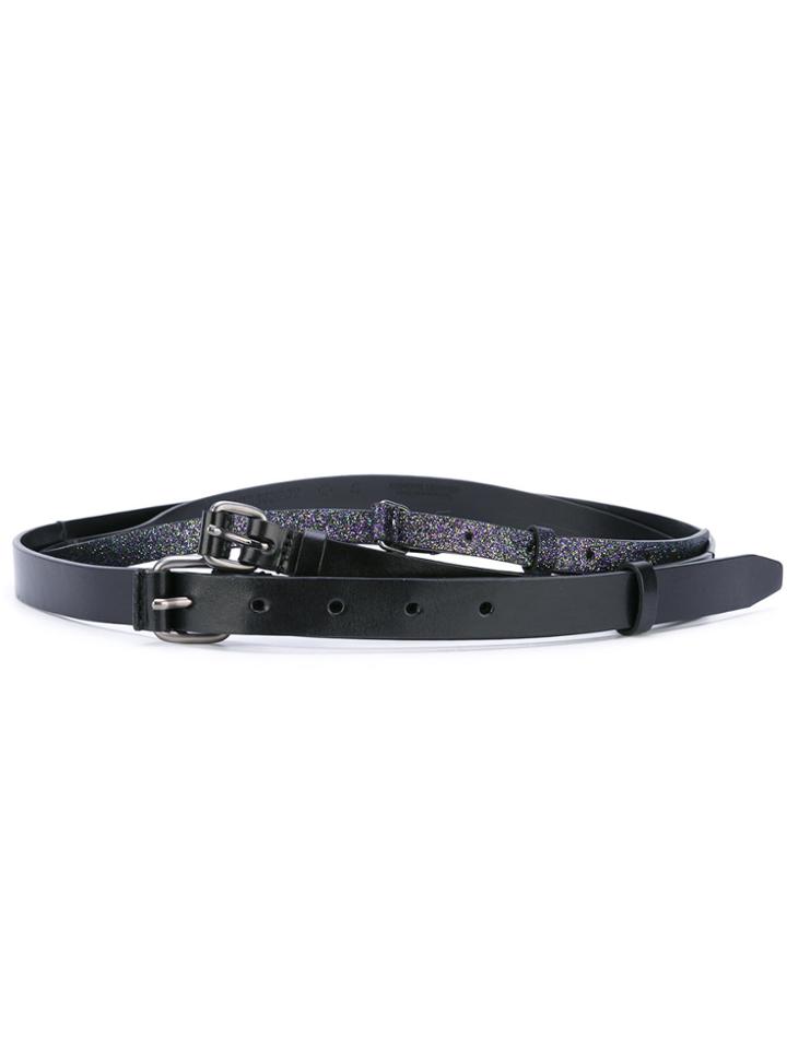 A.f.vandevorst Skinny Glitter Belt - Black