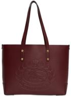 Burberry Small Embossed Crest Leather Tote - Red