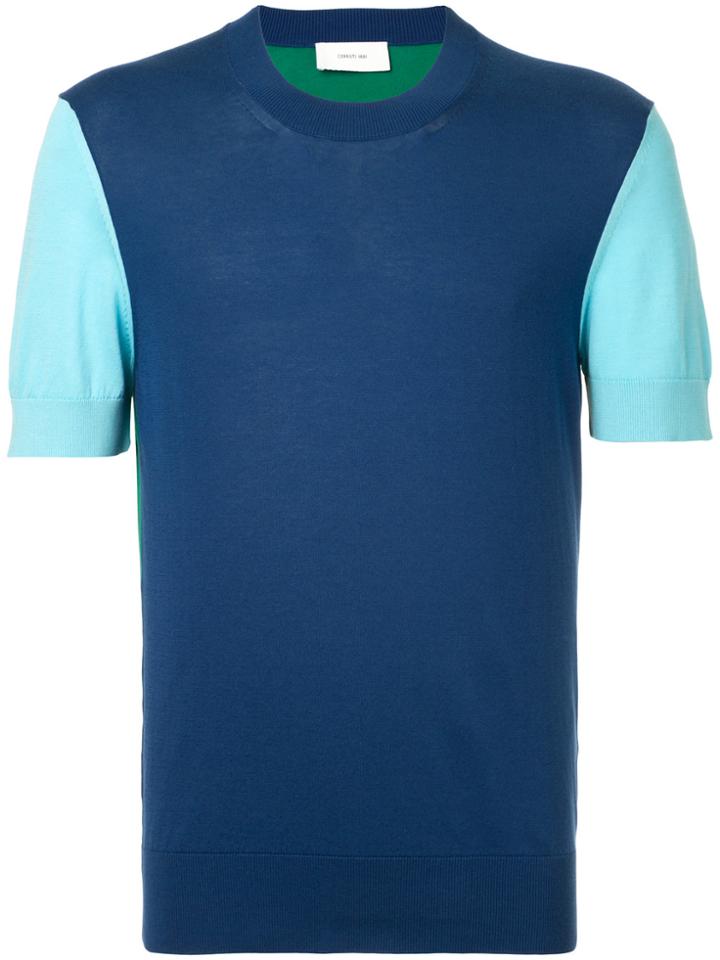 Cerruti 1881 Colour-block Knitted T-shirt - Blue