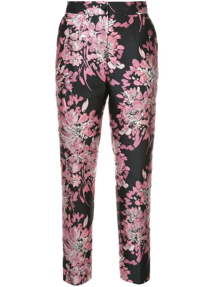 Dolce & Gabbana Floral Lurex Jacquard Trousers - Pink & Purple