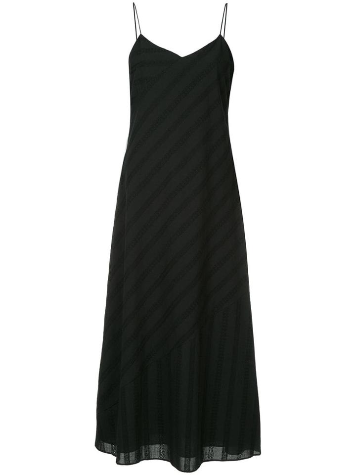 Ck Calvin Klein Eyelet Stripe Spaghetti Dress - Black