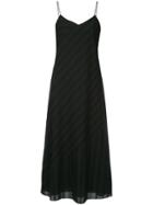 Ck Calvin Klein Eyelet Stripe Spaghetti Dress - Black