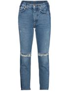 Heron Preston High Rise Ripped Jeans - Blue