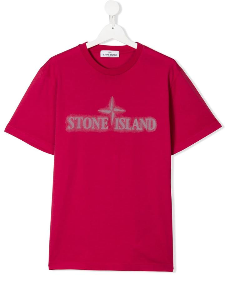 Stone Island Junior Teen Logo Printed T-shirt - Red