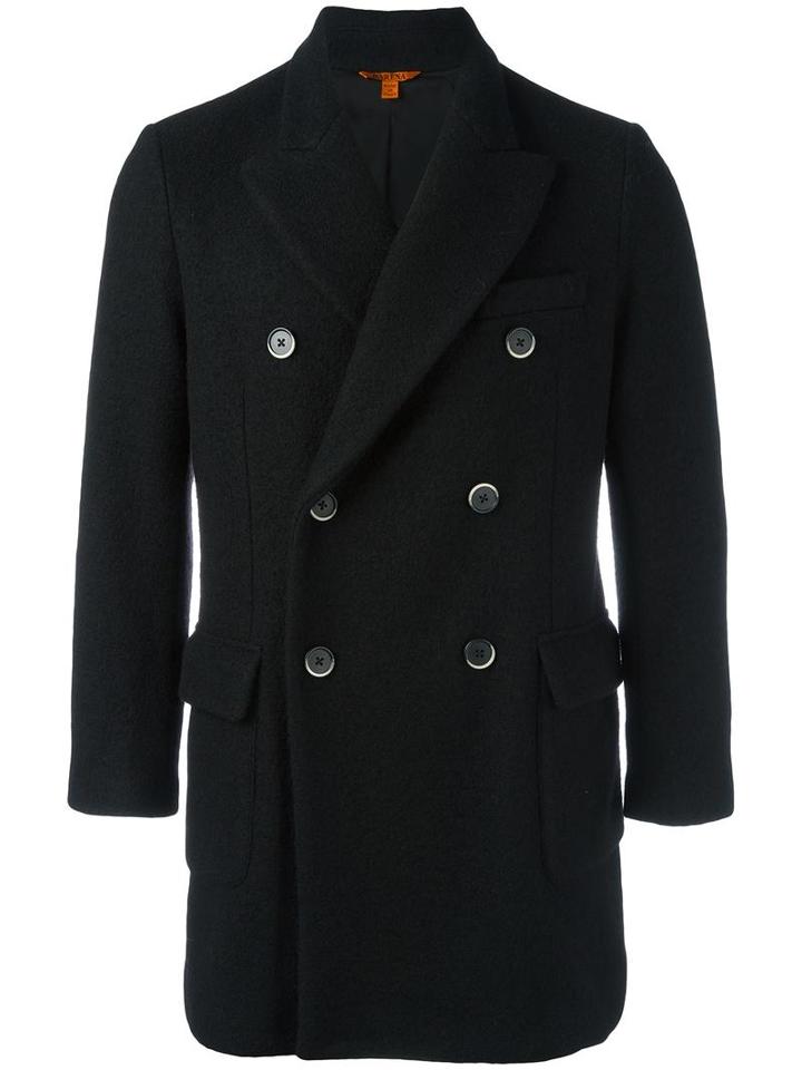 Barena Double Breasted Coat, Men's, Size: 48, Black, Virgin Wool/viscose/cotton