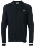 Fred Perry X Art Comes First Long Sleeve Polo Shirt - Blue