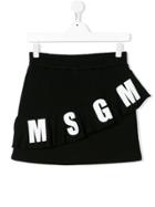 Msgm Kids Teen Logo Frill Skirt - Black