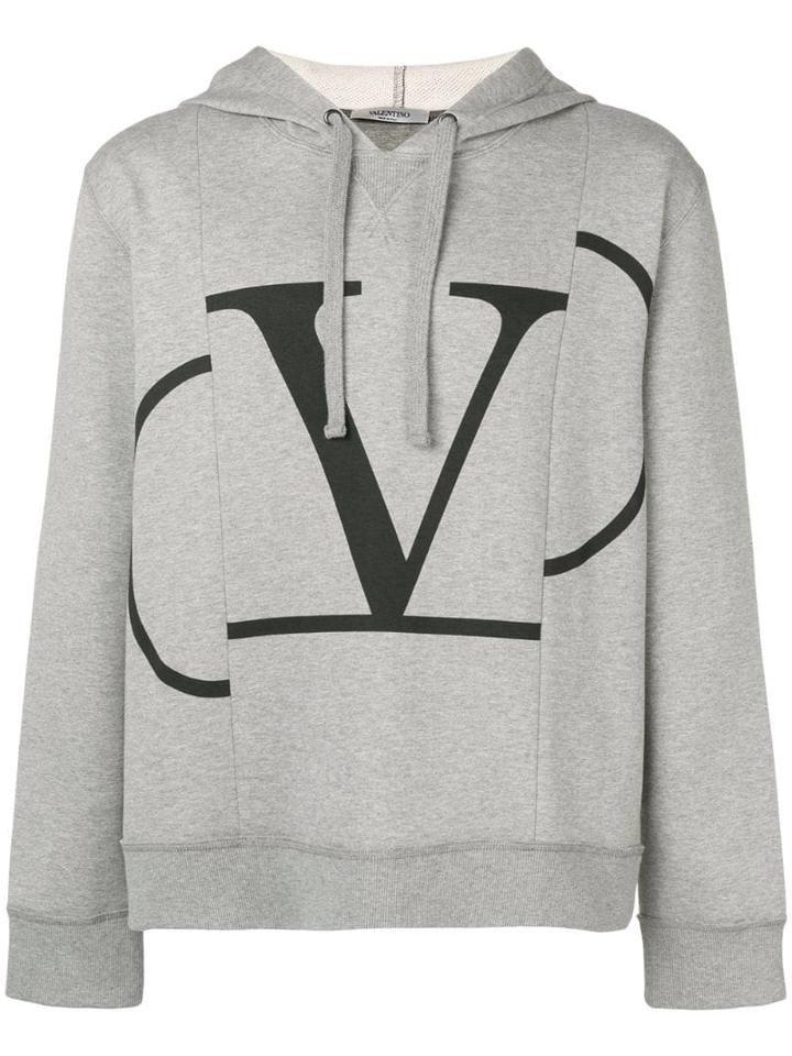 Valentino Vlogo Print Hoodie - Grey