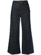 Red Valentino Printed Side Cropped Wide Leg Jeans - Blue