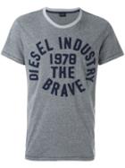 Diesel Logo Patch T-shirt, Men's, Size: Large, Grey, Cotton/polyester