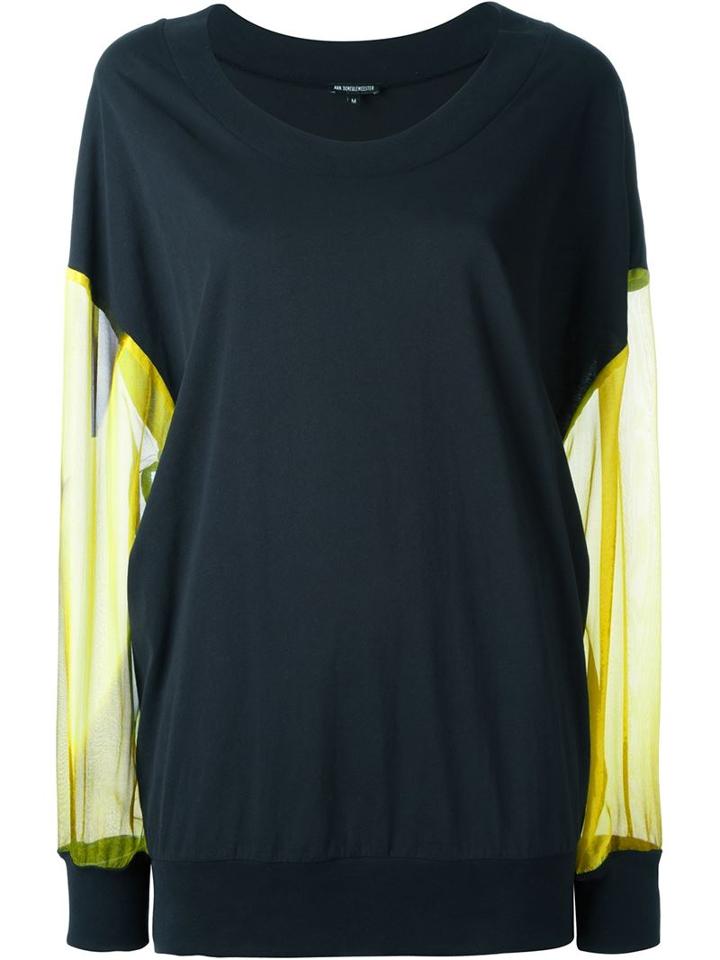 Ann Demeulemeester Colour Block Sheer Sleeve Sweatshirt