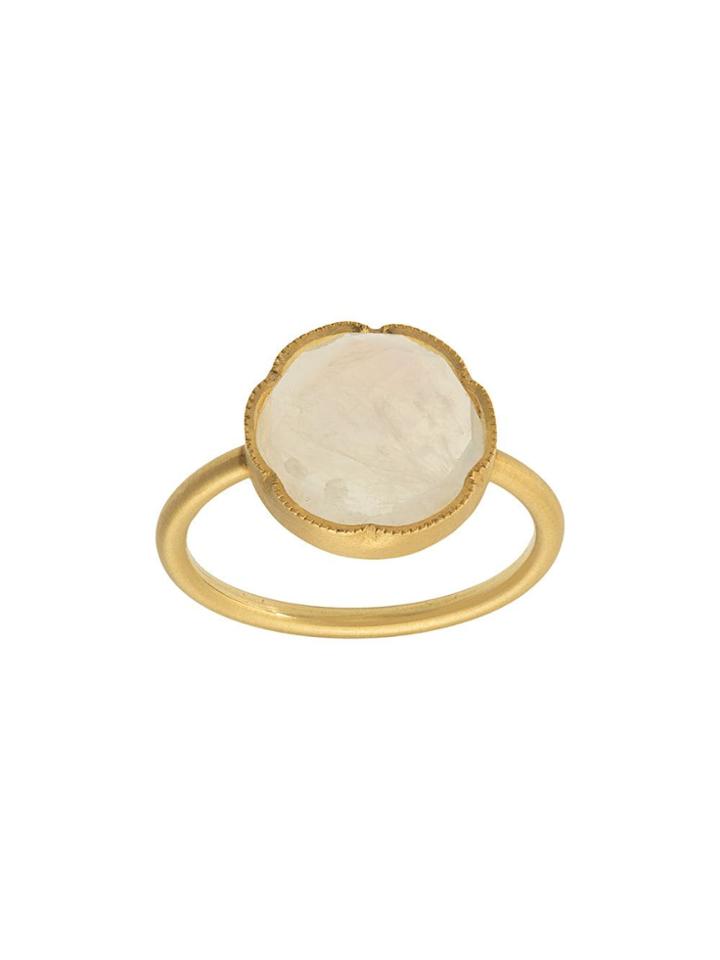 Irene Neuwirth 18kt Yellow Gold Rose Cut Rainbow Moonstone Ring