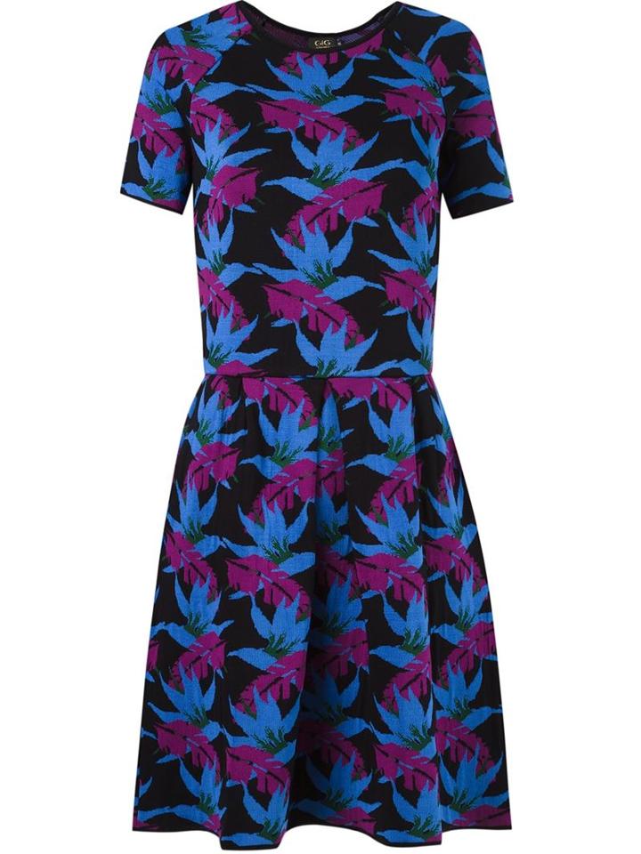 Gig Flared Pattern Knit Dress, Women's, Size: P, Black, Polyamide/viscose