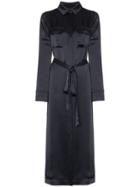 A Plan Application Tie-waist Satin Shirtdress - Blue