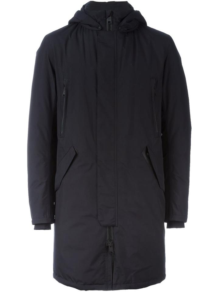 Herno Hooded Coat, Men's, Size: 54, Black, Polyester/fluoropolymer/polyamide/feather