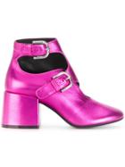 Mm6 Maison Margiela Buckled Ankle Boots - Pink & Purple