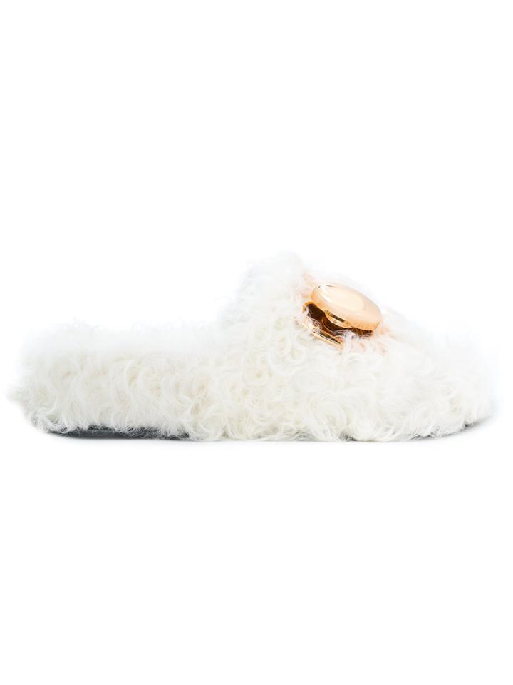 Stella Luna Buckle Slides - White