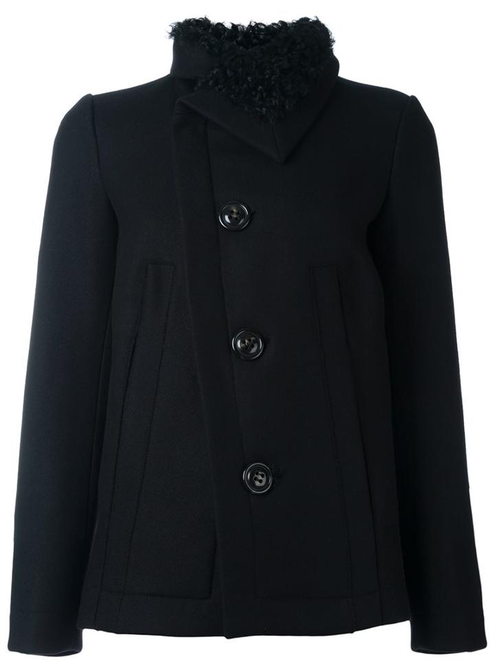 Dsquared2 Diagonal Cut Shearling Peacoat