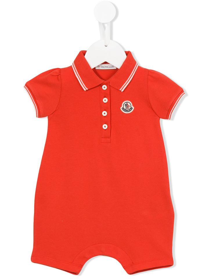 Moncler Kids - Polo Detail Romper - Kids - Cotton/spandex/elastane - 18-24 Mth, Red